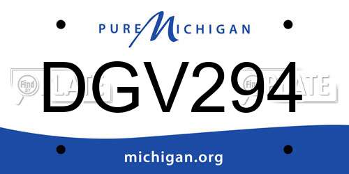 DGV294 Michigan License Plate