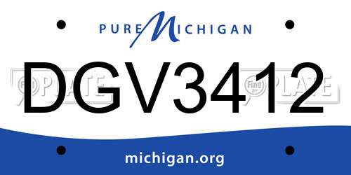 DGV3412 Michigan License Plate