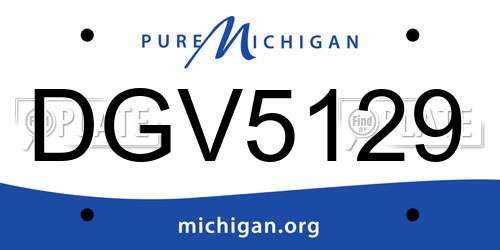 DGV5129 Michigan License Plate