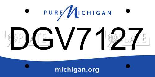 DGV7127 Michigan License Plate