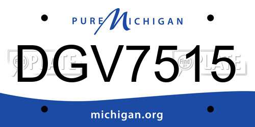 DGV7515 Michigan License Plate