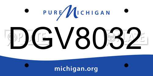 DGV8032 Michigan License Plate