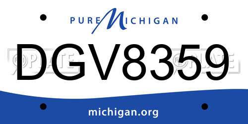 DGV8359 Michigan License Plate
