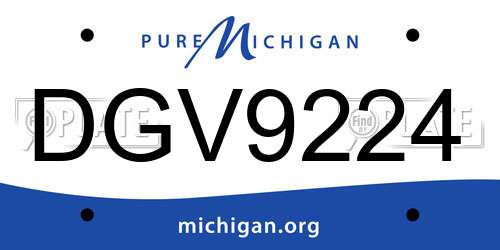DGV9224 Michigan License Plate