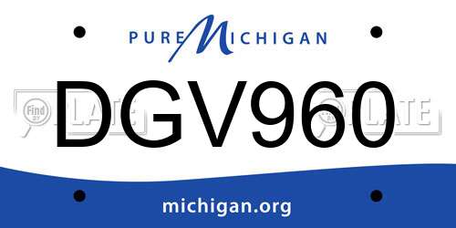 DGV960 Michigan License Plate