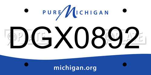 DGX0892 Michigan License Plate