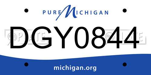 DGY0844 Michigan License Plate