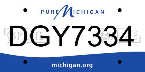 DGY7334 Michigan License Plate