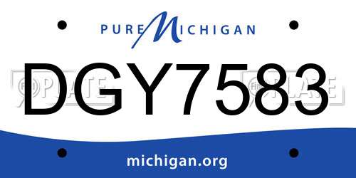DGY7583 Michigan License Plate