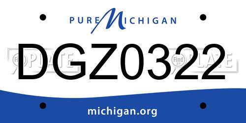 DGZ0322 Michigan License Plate