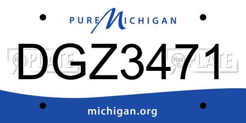 DGZ3471 Michigan License Plate