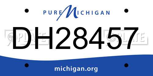 DH28457 Michigan License Plate