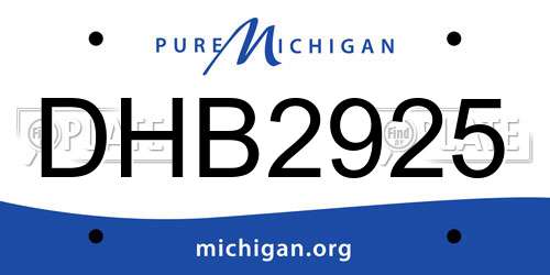 DHB2925 Michigan License Plate