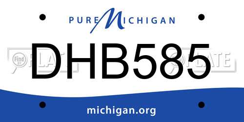 DHB585 Michigan License Plate
