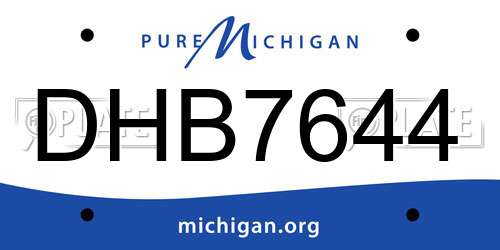 DHB7644 Michigan License Plate