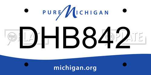 DHB842 Michigan License Plate