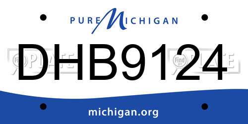 DHB9124 Michigan License Plate