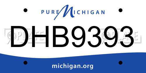 DHB9393 Michigan License Plate