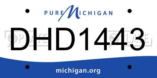 DHD1443 Michigan License Plate