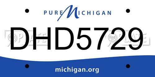 DHD5729 Michigan License Plate