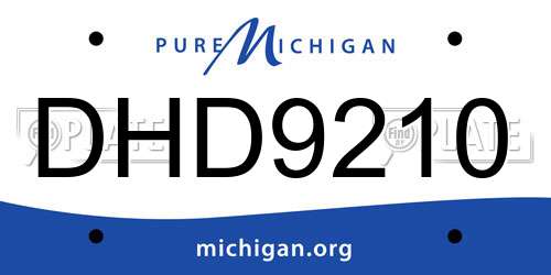 DHD9210 Michigan License Plate
