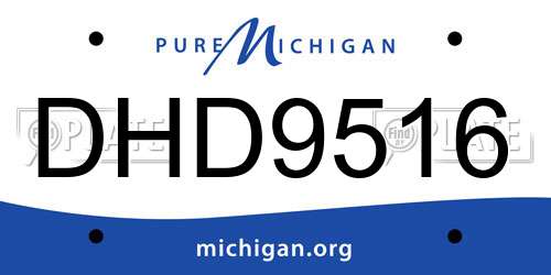 DHD9516 Michigan License Plate