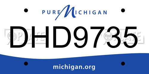 DHD9735 Michigan License Plate