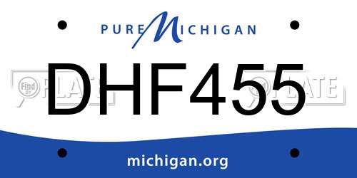 DHF455 Michigan License Plate