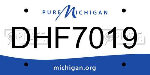 DHF7019 Michigan License Plate