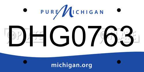 DHG0763 Michigan License Plate