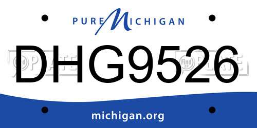 DHG9526 Michigan License Plate