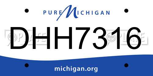DHH7316 Michigan License Plate