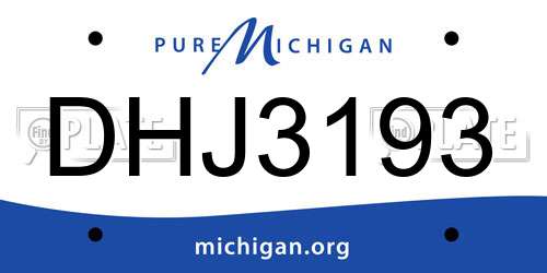 DHJ3193 Michigan License Plate