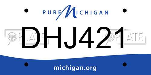 DHJ421 Michigan License Plate