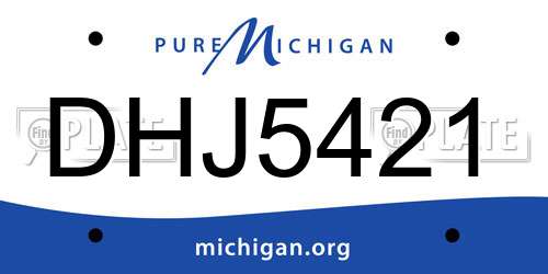 DHJ5421 Michigan License Plate