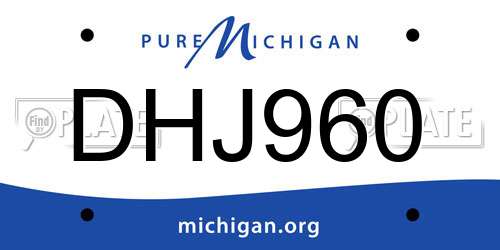 DHJ960 Michigan License Plate
