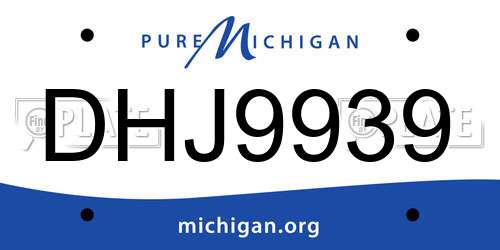 DHJ9939 Michigan License Plate