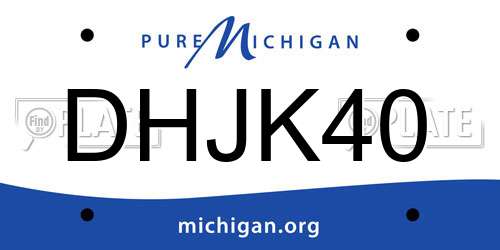 DHJK40 Michigan License Plate