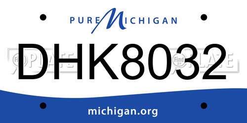 DHK8032 Michigan License Plate