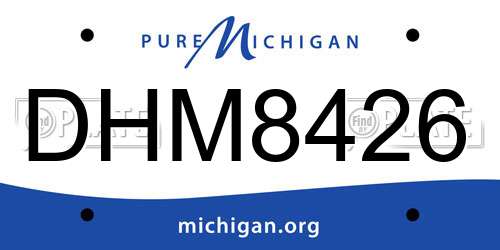 DHM8426 Michigan License Plate