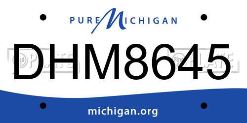 DHM8645 Michigan License Plate