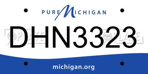DHN3323 Michigan License Plate