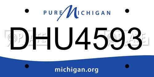 DHU4593 Michigan License Plate