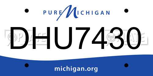 DHU7430 Michigan License Plate