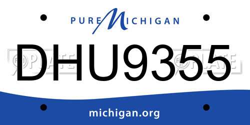 DHU9355 Michigan License Plate