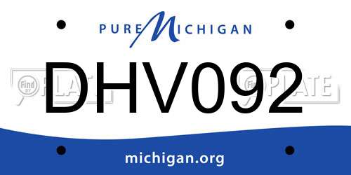 DHV092 Michigan License Plate