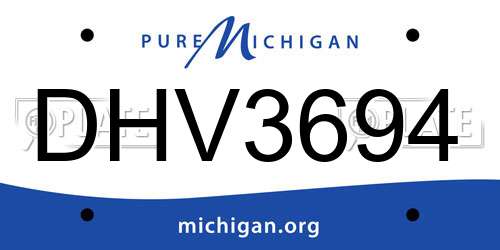 DHV3694 Michigan License Plate