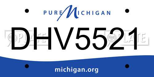 DHV5521 Michigan License Plate