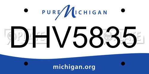 DHV5835 Michigan License Plate