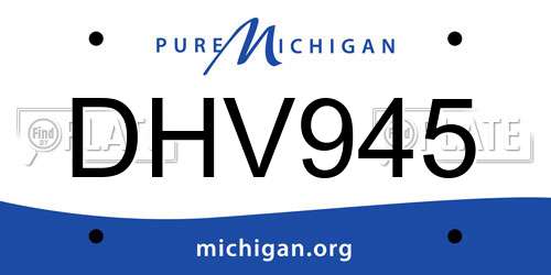 DHV945 Michigan License Plate